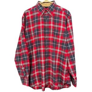 Tommy Hilfiger Red Plaid Flannel Button Front Shirt Men’s Large